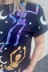 Queen of Sparkles Queen of Sparkles  Dancing Skelton Tee Black & Multi