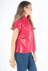 Emily McCarthy Emily McCarthy Poppy Top Rose Red Faux Leather