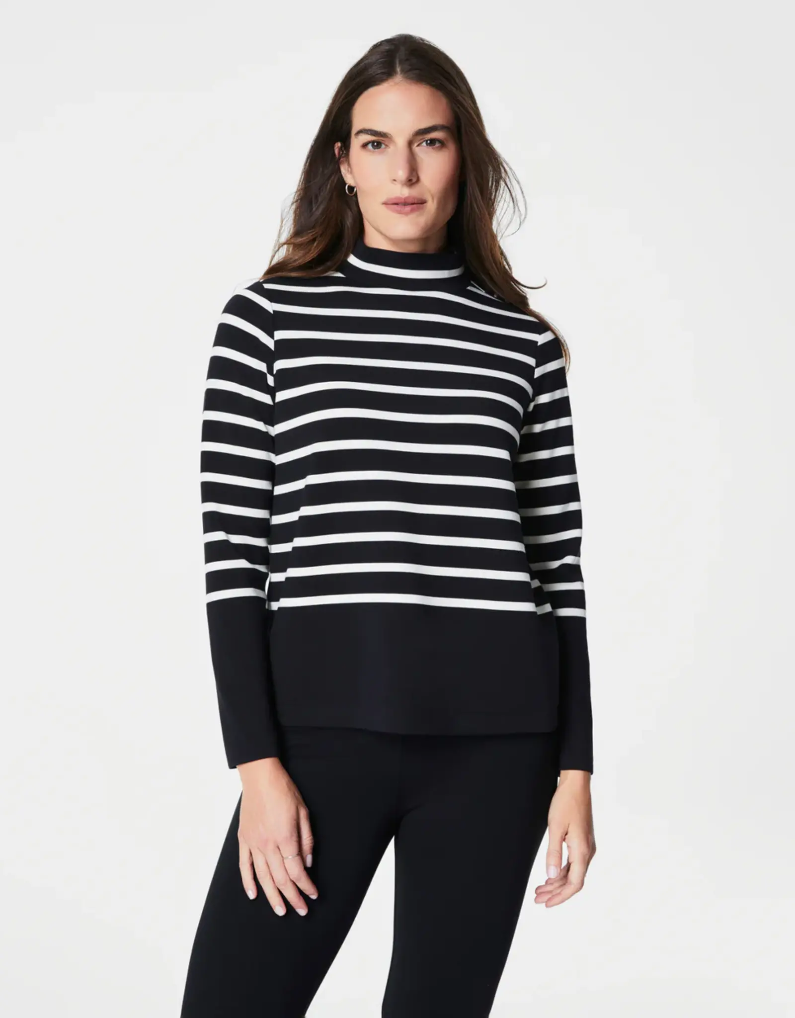 Spanx Spanx AirEssentials Mock Neck Black Striped Top