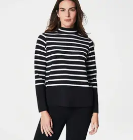 Spanx Spanx AirEssentials Mock Neck Black Striped Top