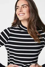 Spanx Spanx AirEssentials Mock Neck Black Striped Top