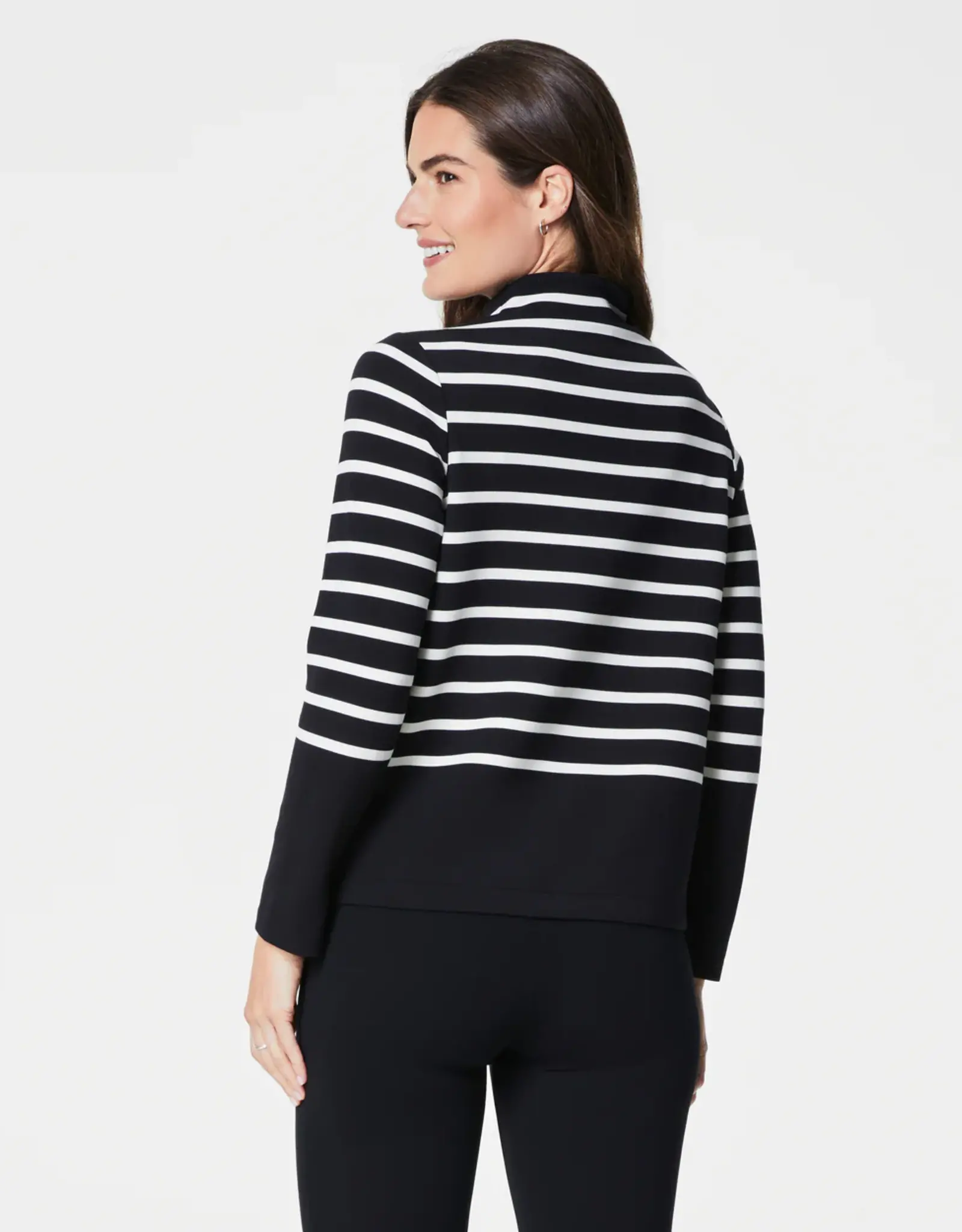 Spanx Spanx AirEssentials Mock Neck Black Striped Top