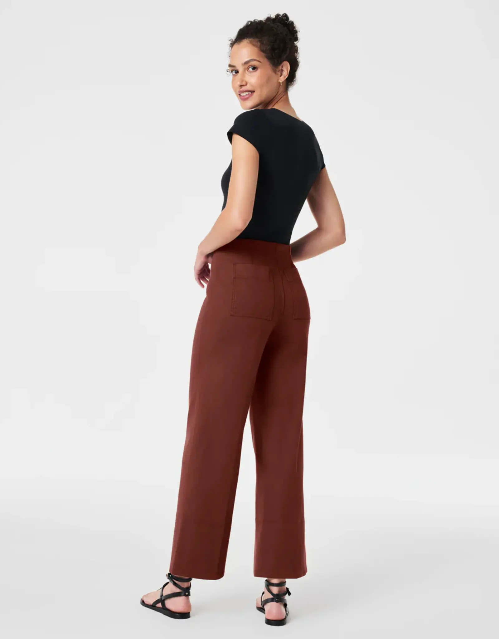 Spanx Spanx Stretch Twill Cropped Wide Leg Pant Hickory