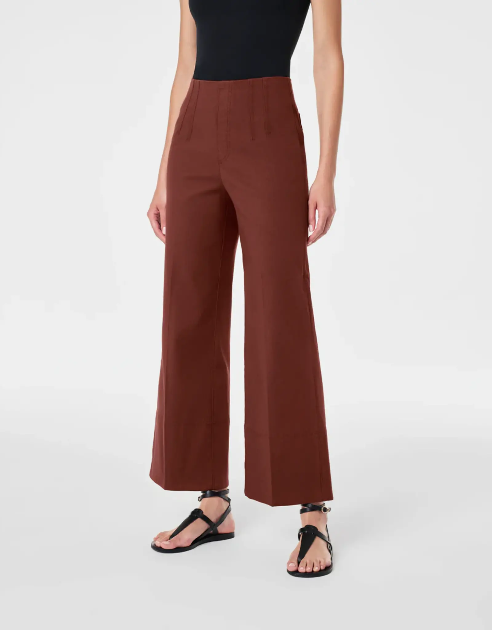 Spanx Spanx Stretch Twill Cropped Wide Leg Pant Hickory