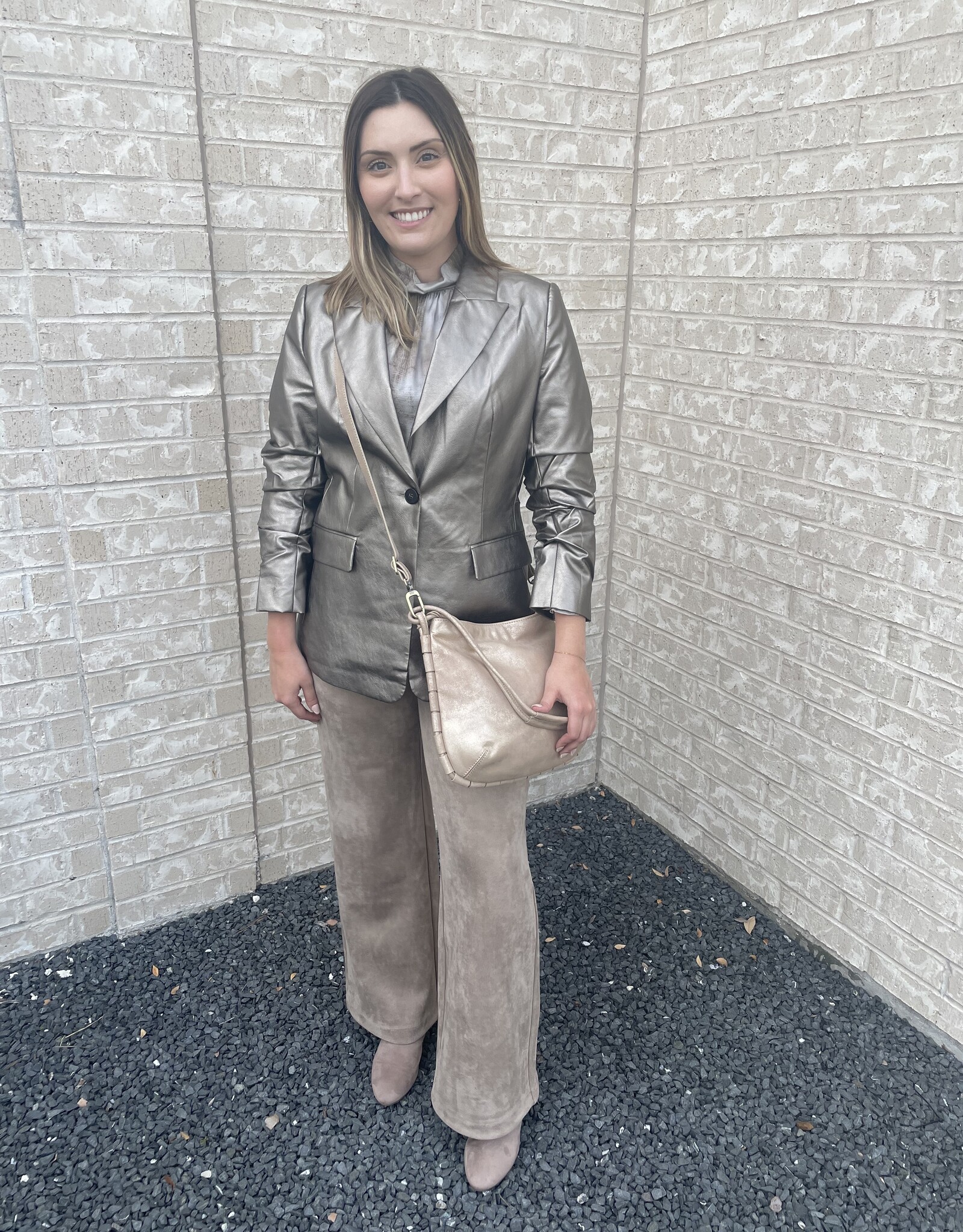 Boho Chic Boho Chic Faux Leather Jacket Bronze