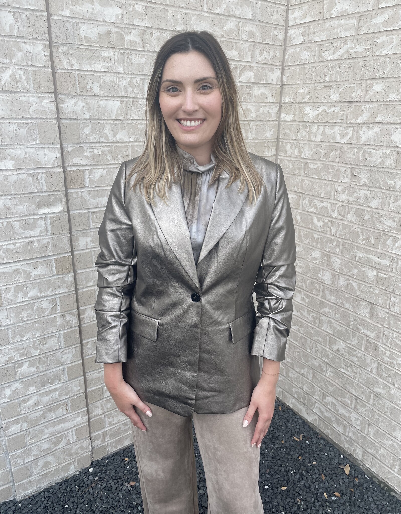 Boho Chic Boho Chic Faux Leather Jacket Bronze