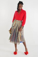 Emily McCarthy Emily Mccarthy Pleated Midi Metallic Silk Tinsel