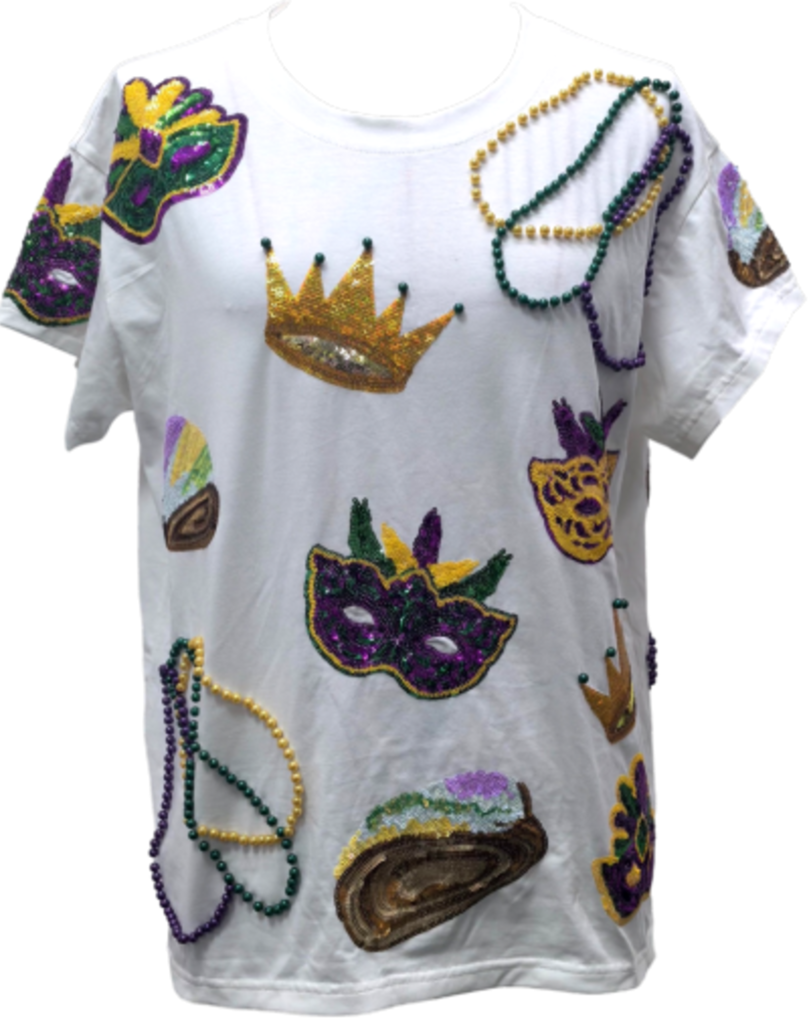 Queen of Sparkles Queen of Sparkles White Mardi Gras Icon Tee