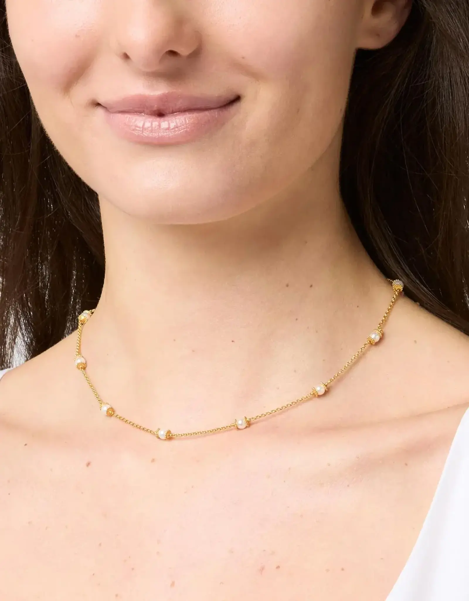 Julie Vos Julie Vos Hydra Delicate Station Necklace Pearl