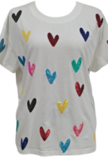 Queen of Sparkles Queen of Sparkles White Multi Heart Tee