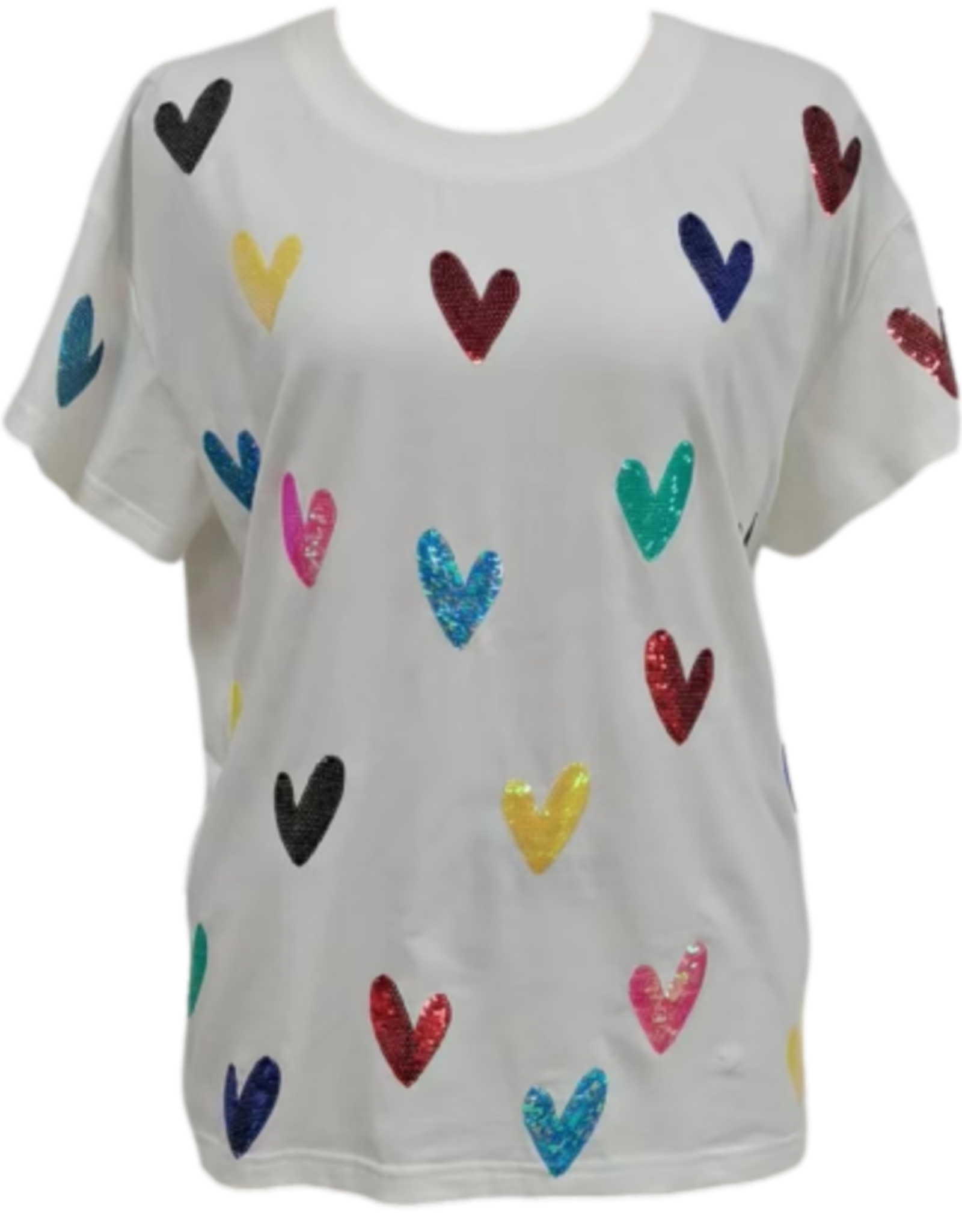 Queen of Sparkles Queen of Sparkles White Multi Heart Tee