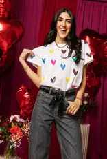 Queen of Sparkles Queen of Sparkles White Multi Heart Tee