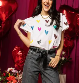 Queen of Sparkles Queen of Sparkles White Multi Heart Tee