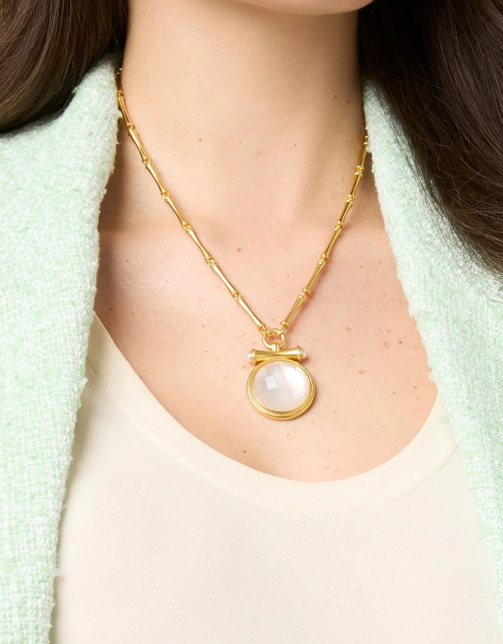 Julie Vos Julie Vos Bamboo Statement Necklace Clear Crystal