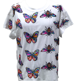 Queen of Sparkles Queen of Sparkles White Rainbow Butterfly & Bee Tee