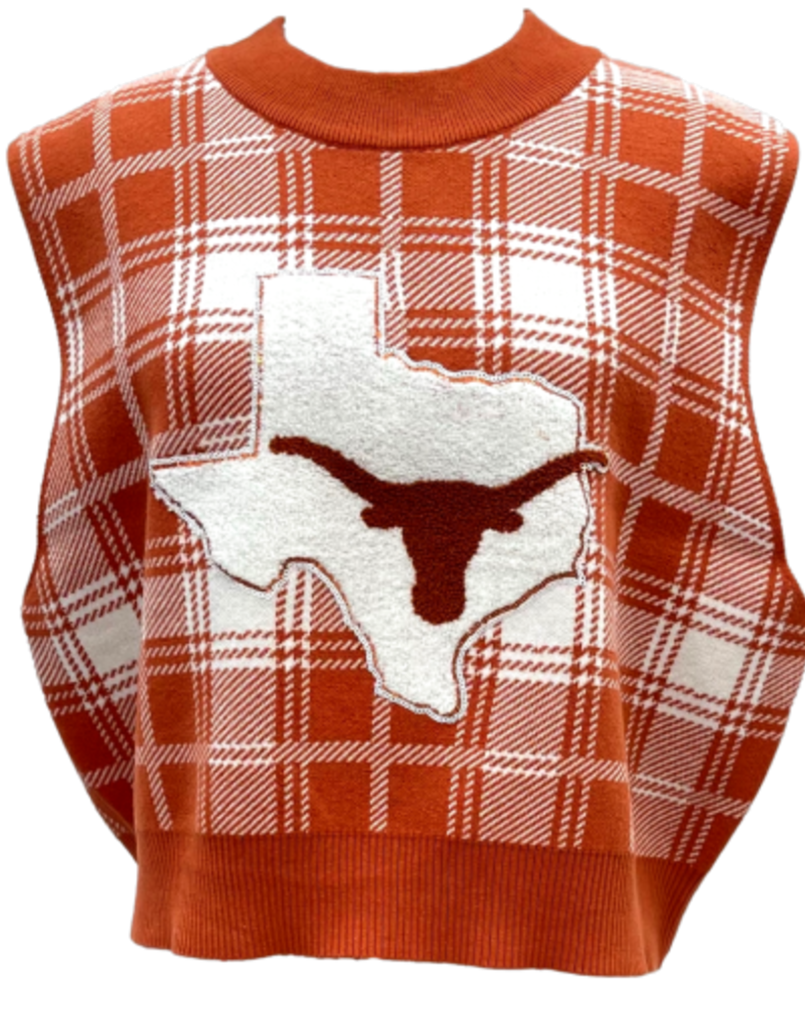 Queen of Sparkles Queen of Sparkles Licensed Burnt Orange Plaid UT Sweater Vest