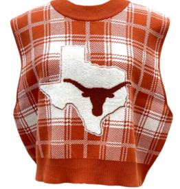 Queen of Sparkles Queen of Sparkles Licensed Burnt Orange Plaid UT Sweater Vest