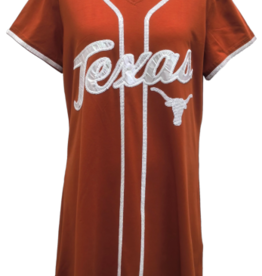 Queen of Sparkles Queen of Sparkles Licensed Burnt Orange Texas Hook Em Baseball Jersey Dress