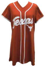 Queen of Sparkles Queen of Sparkles Licensed Burnt Orange Texas Hook Em Baseball Jersey Dress