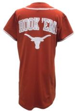 Queen of Sparkles Queen of Sparkles Licensed Burnt Orange Texas Hook Em Baseball Jersey Dress