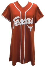 Queen of Sparkles Queen of Sparkles Licensed Burnt Orange Texas Hook Em Baseball Jersey Dress