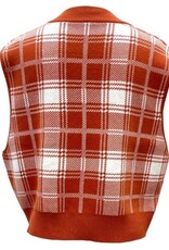 Queen of Sparkles Queen of Sparkles Licensed Burnt Orange Plaid UT Sweater Vest