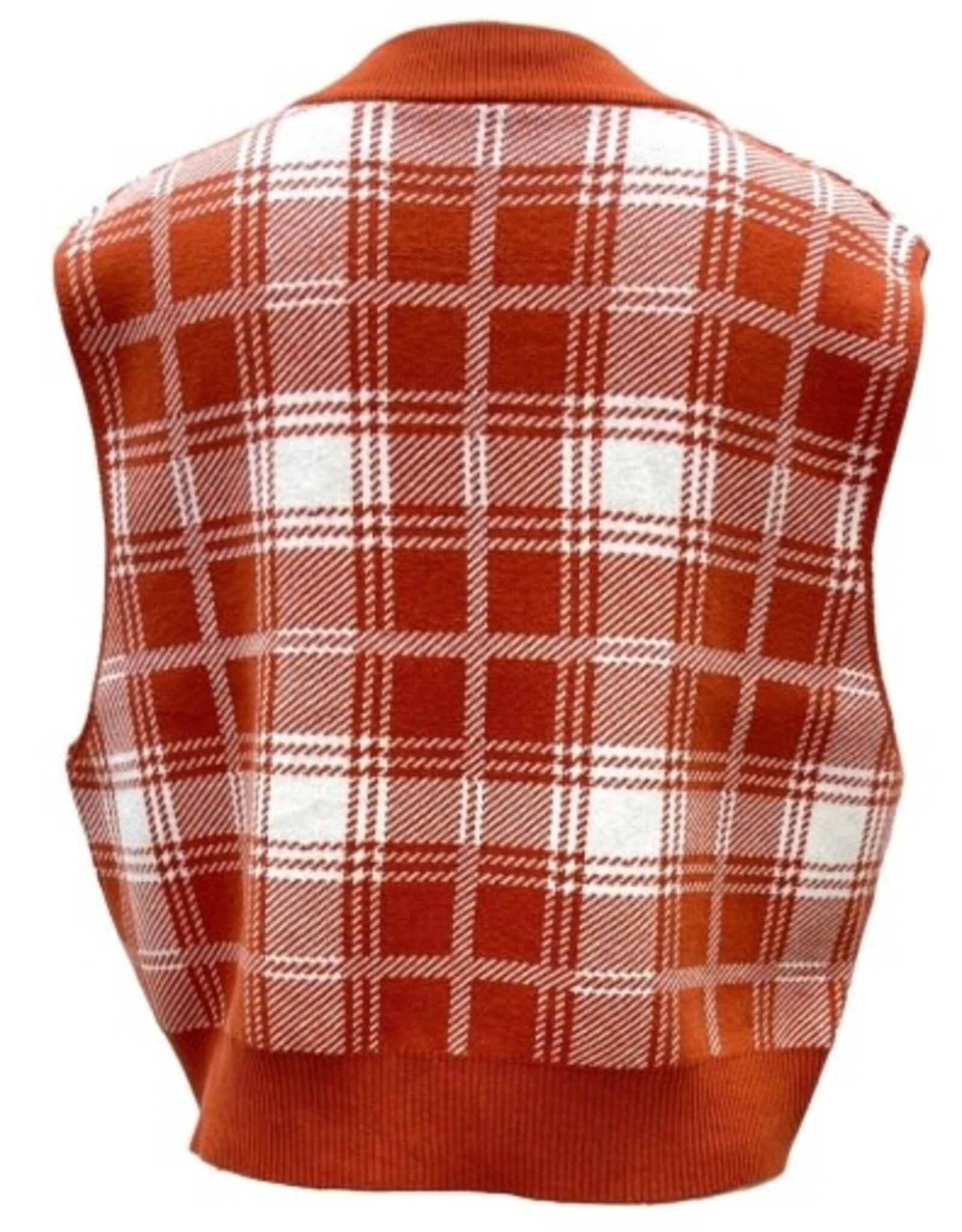 Queen of Sparkles Queen of Sparkles Licensed Burnt Orange Plaid UT Sweater Vest
