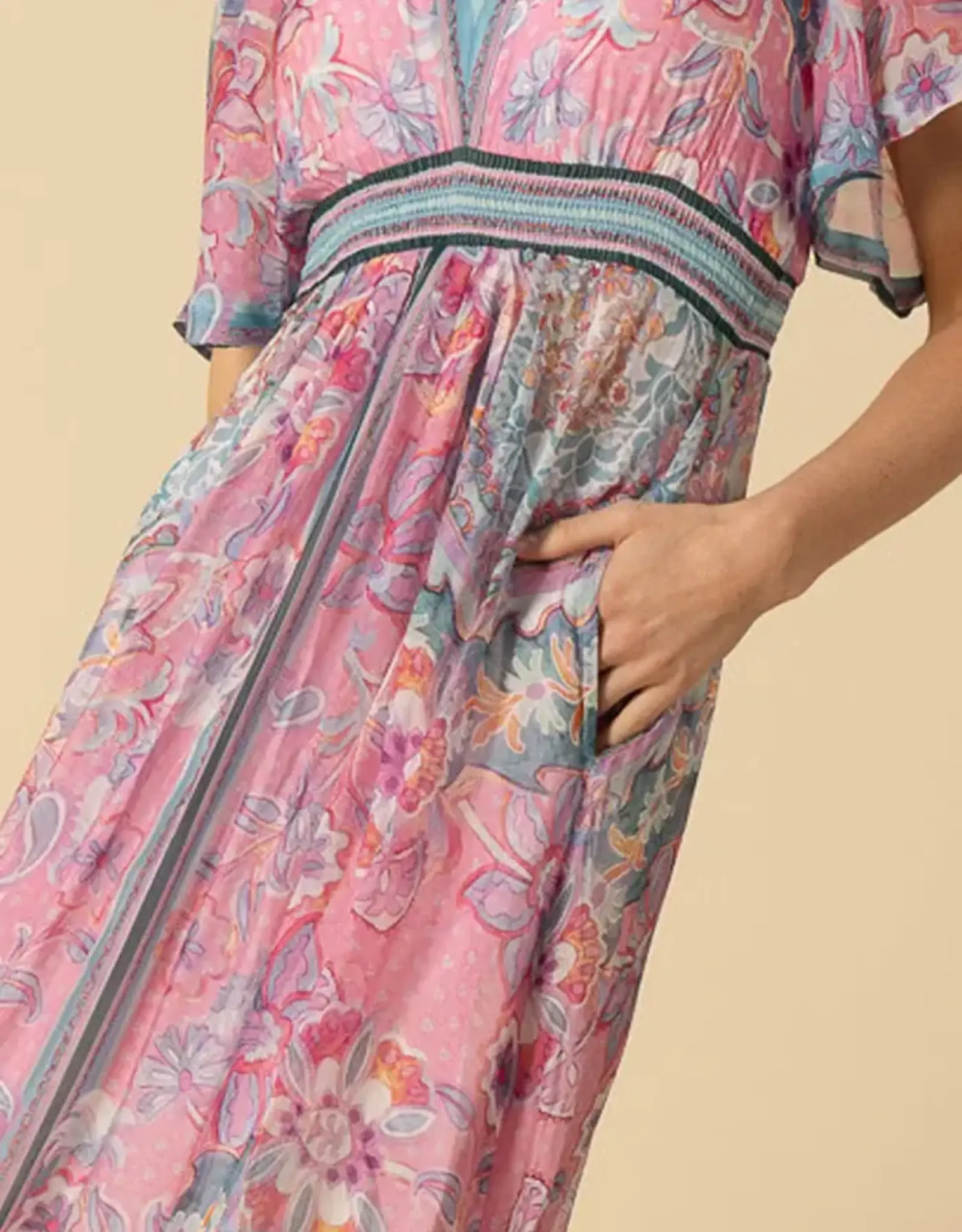 Hale Bob Hale Bob Jaliyah Chiffon Dress Maxi Pink