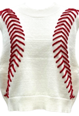 Queen of Sparkles Queen of Sparkles White Baseball Stitch Sweater Vest