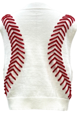 Queen of Sparkles Queen of Sparkles White Baseball Stitch Sweater Vest