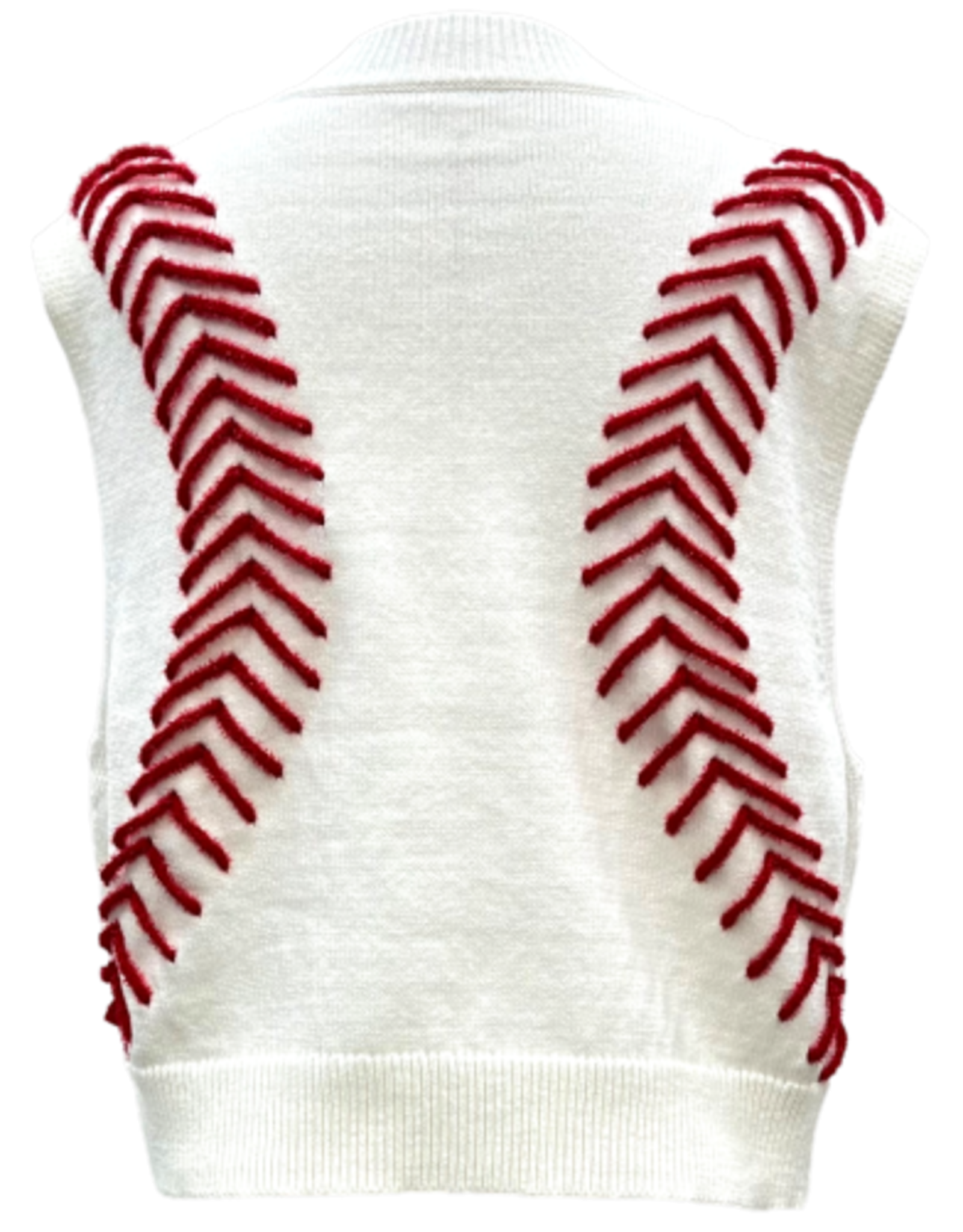Queen of Sparkles Queen of Sparkles White Baseball Stitch Sweater Vest
