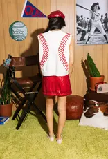 Queen of Sparkles Queen of Sparkles White Baseball Stitch Sweater Vest