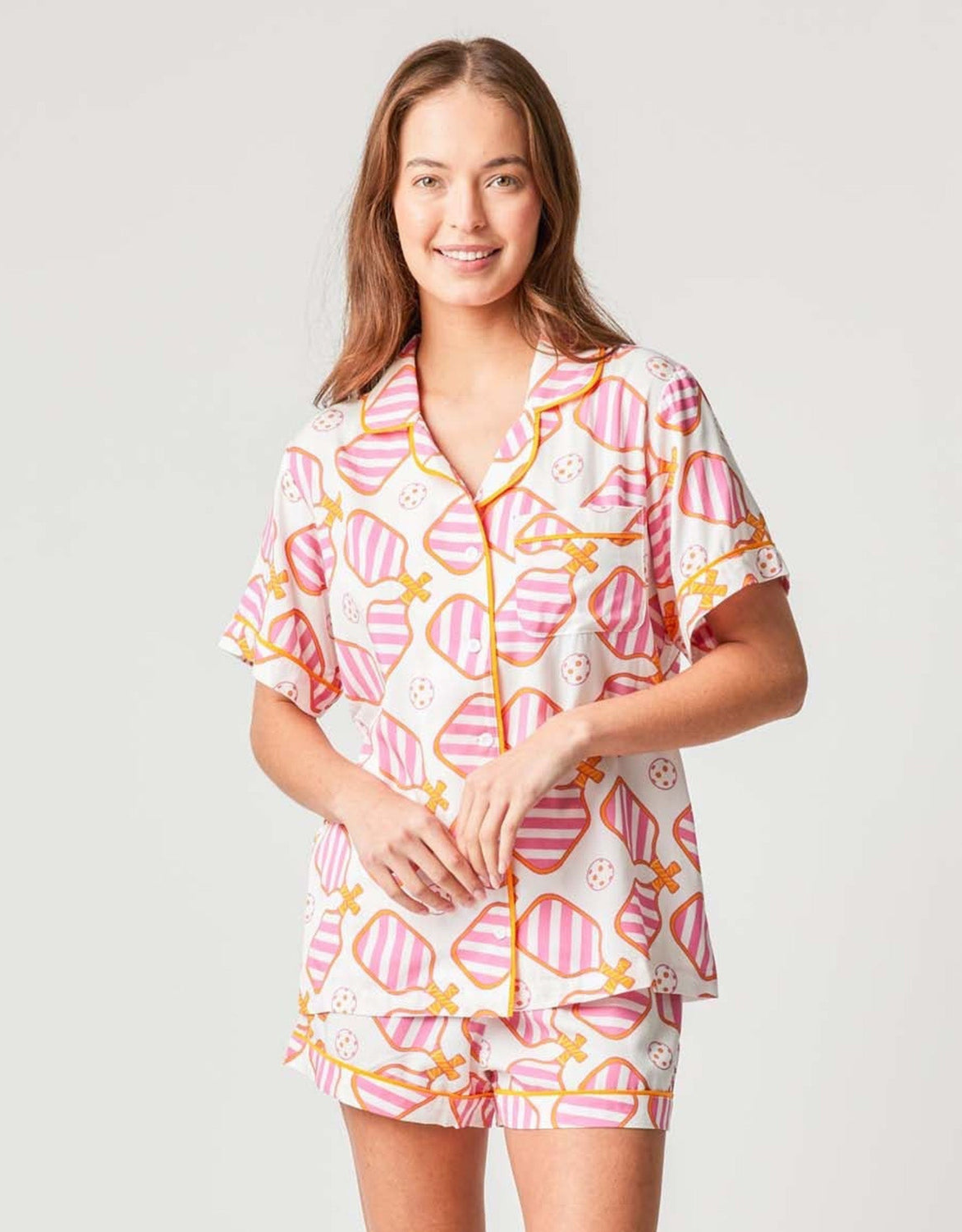 Katie Kime Katie Kime Pickleball Pajama Shorts Set Pink