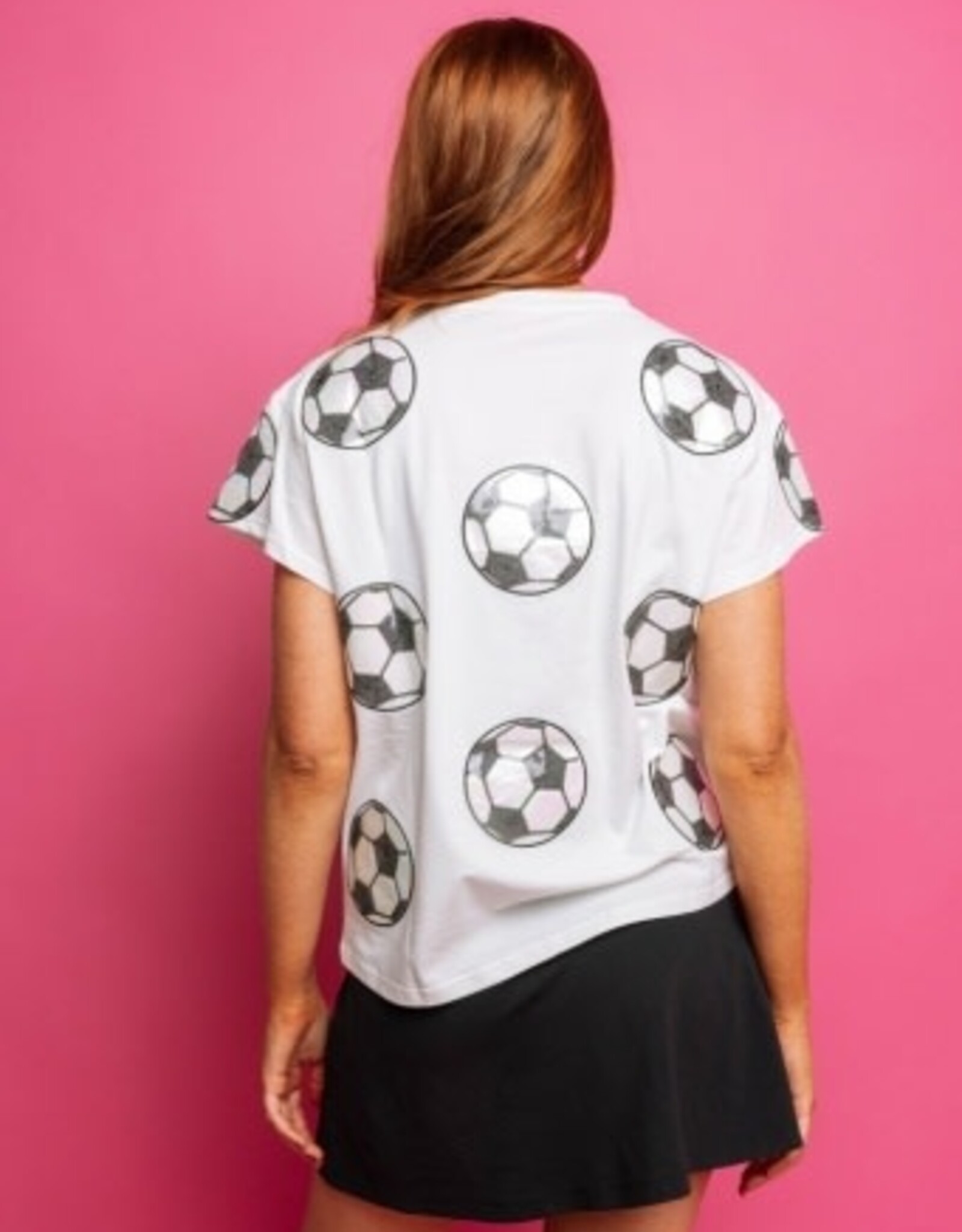 Queen of Sparkles WHITE SCATTERED SOCCER BALL TEE