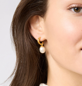 Julie Vos Julie Vos Wave Hoop & Charm Earring Pearl