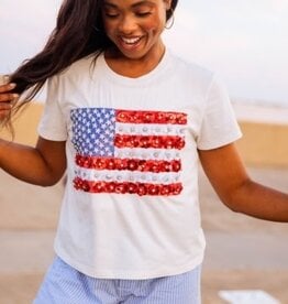 Queen of Sparkles Queen of Sparkles White Flower American Flag Tee