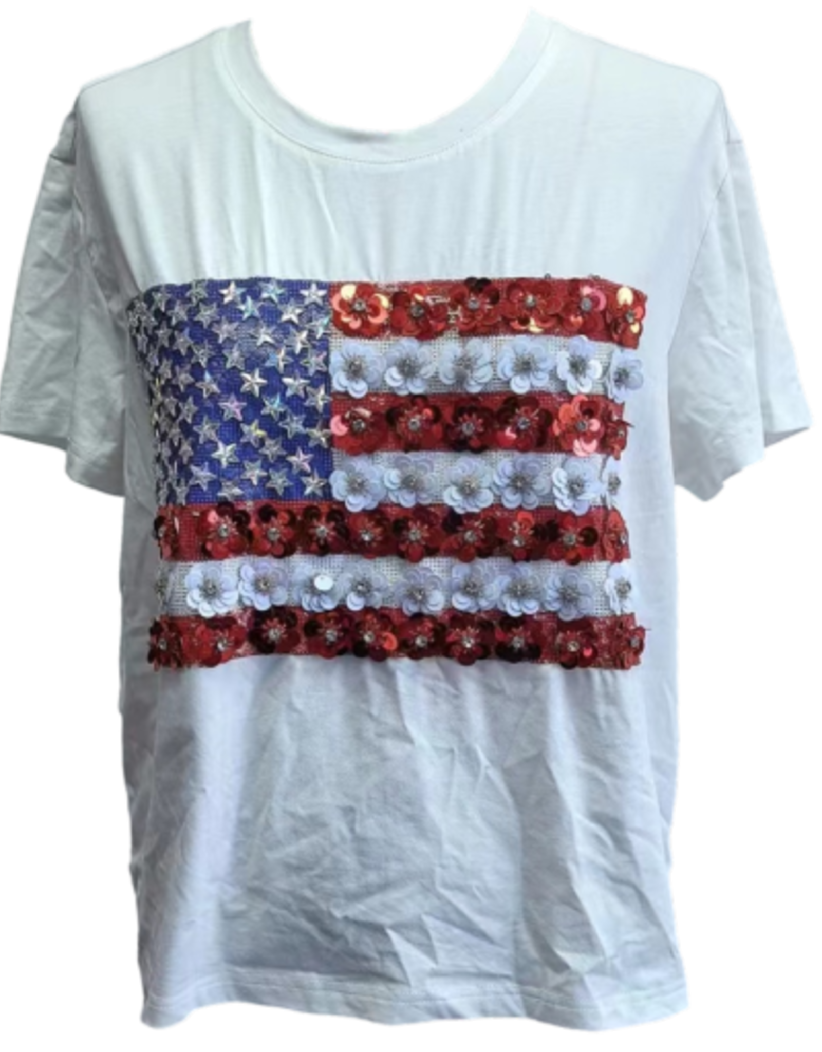 Queen of Sparkles Queen of Sparkles White Flower American Flag Tee