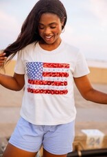 Queen of Sparkles Queen of Sparkles White Flower American Flag Tee