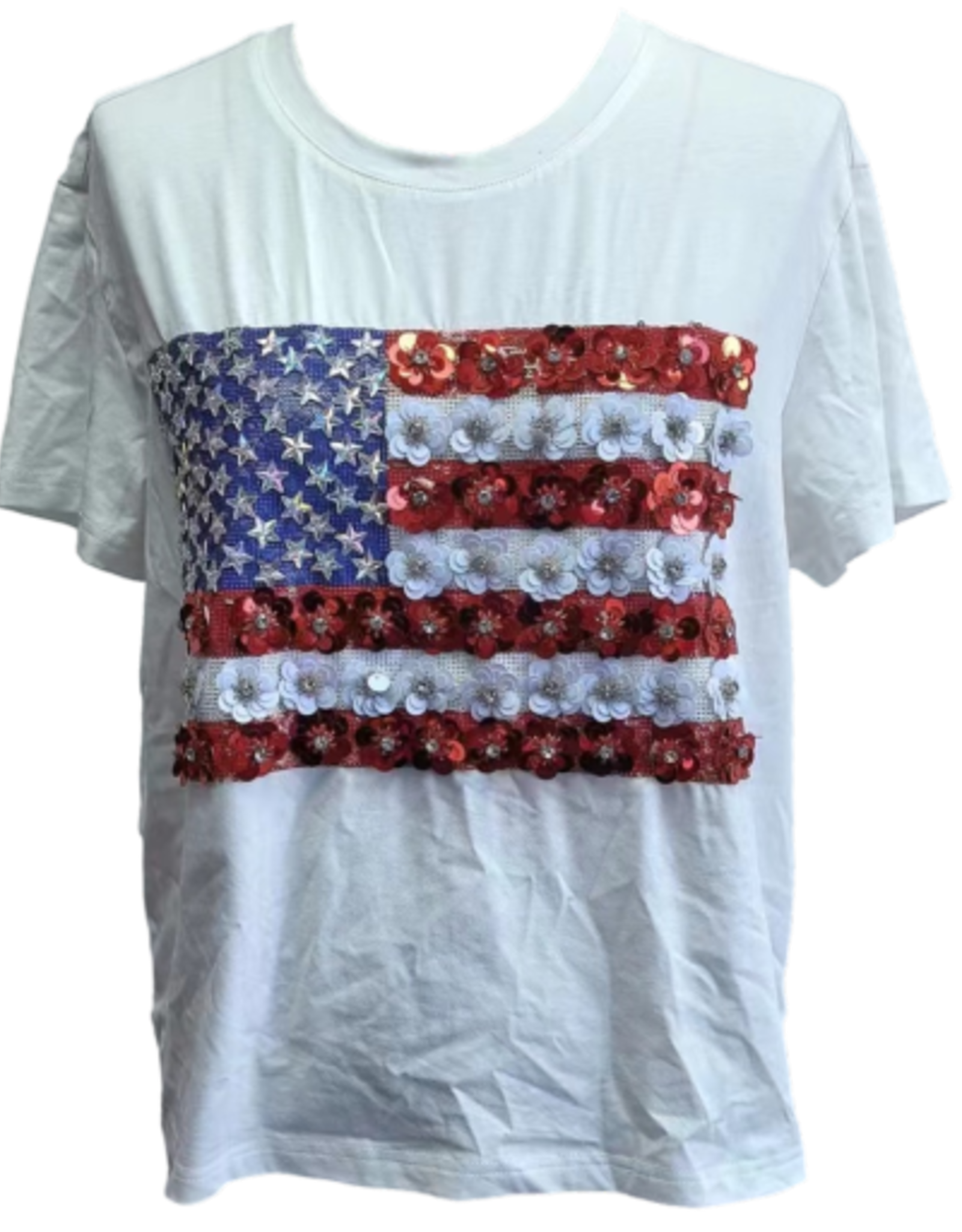 Queen of Sparkles Queen of Sparkles White Flower American Flag Tee