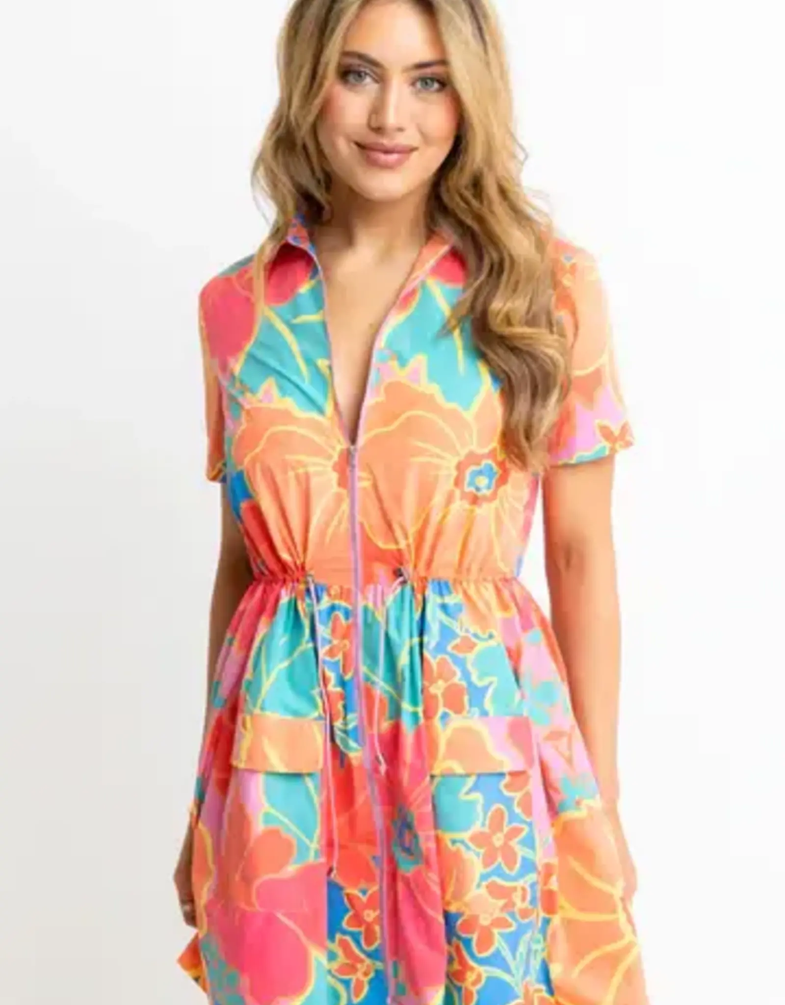 Karlie Karlie Large Floral Weekend Cinch Waist Dress