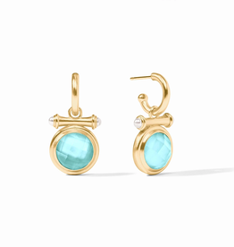 Julie Vos Julie Vos Bamboo Hoop & Charm Earring Bahamian Blue