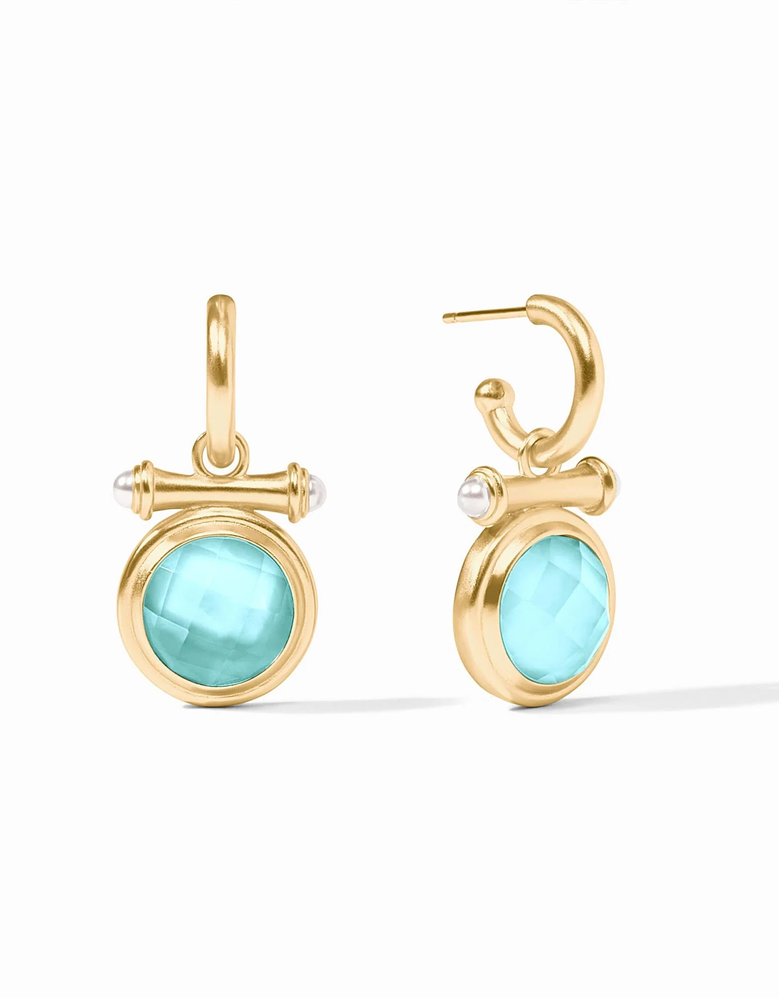 Julie Vos Julie Vos Bamboo Hoop & Charm Earring Bahamian Blue