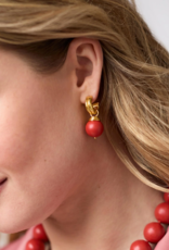 Julie Vos Julie Vos Bonbon Hoop & Charm Earring Coral Red