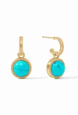 Julie Vos Julie Vos Fleur-di-Lis Hoop & Charm Earring Turquoise Bllue