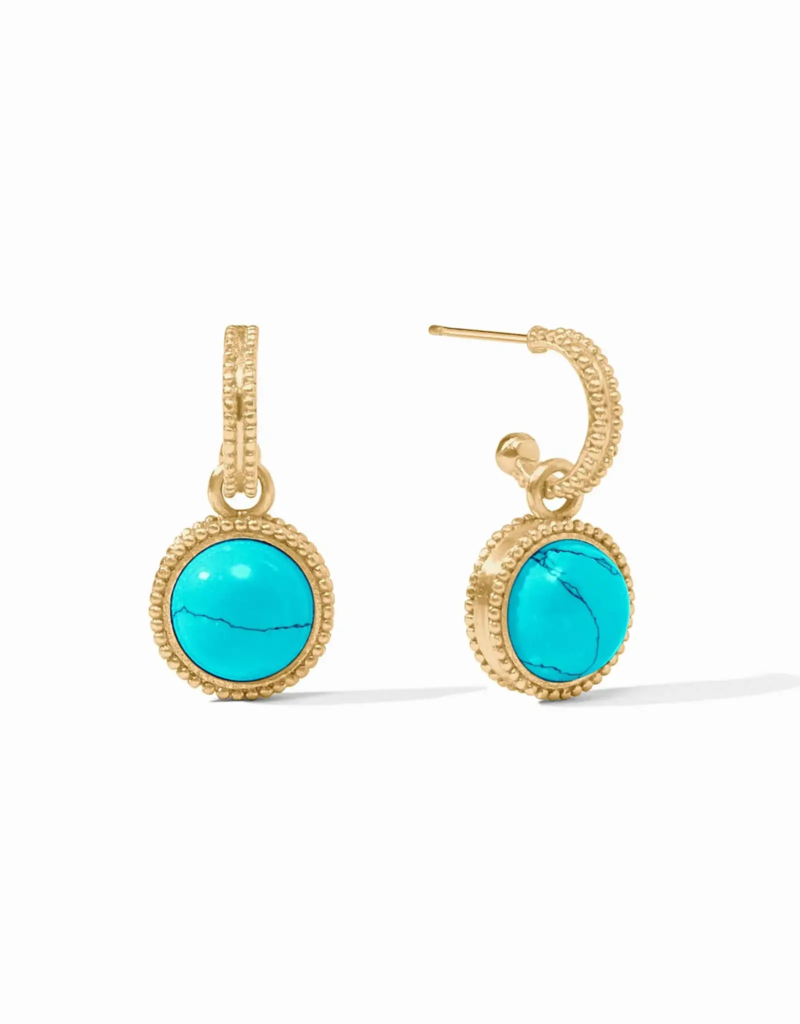 Julie Vos Julie Vos Fleur-di-Lis Hoop & Charm Earring Turquoise Bllue