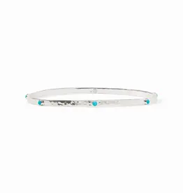 Julie Vos Julie Vos Silver Crescent Stone Bangle Turquoise Blue