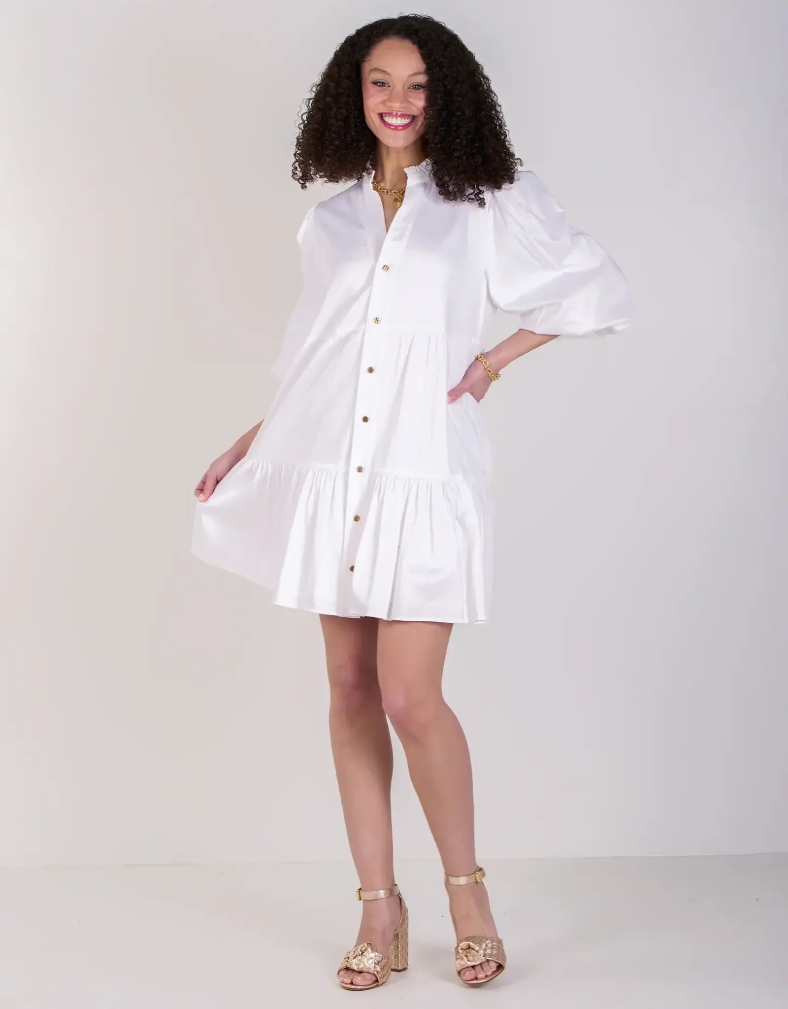 Emily McCarthy Sadie Dress White Cotton Poplin