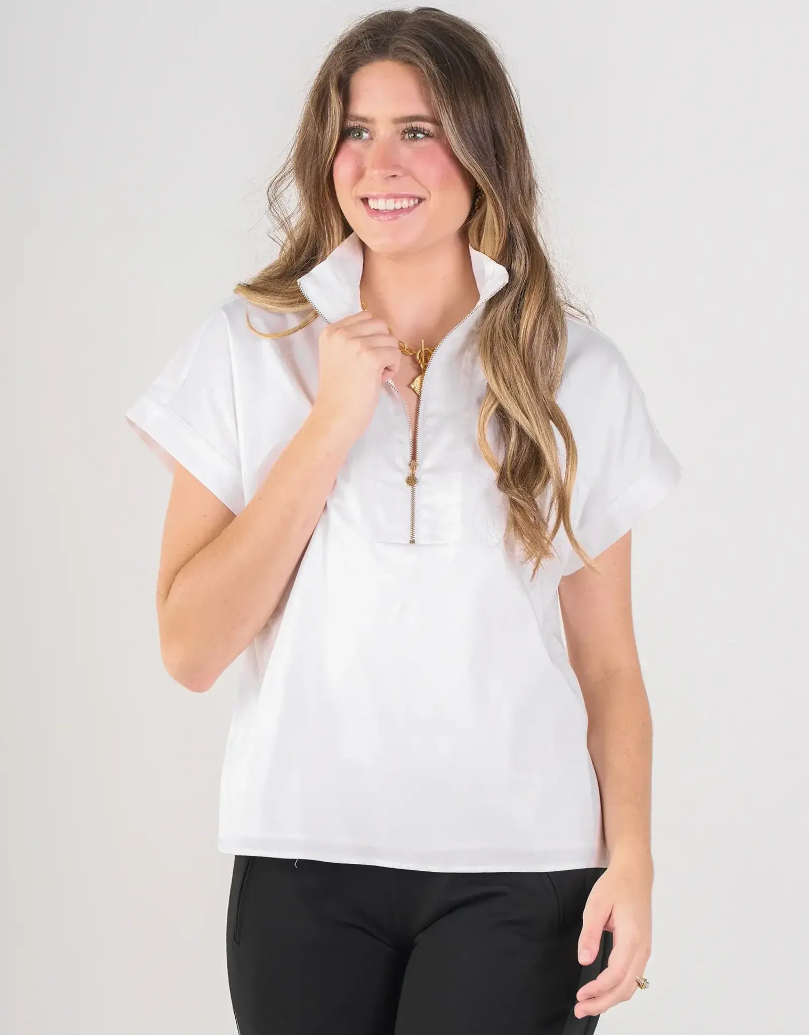 Emily McCarthy Poppy Pullover White Cotton Poplin