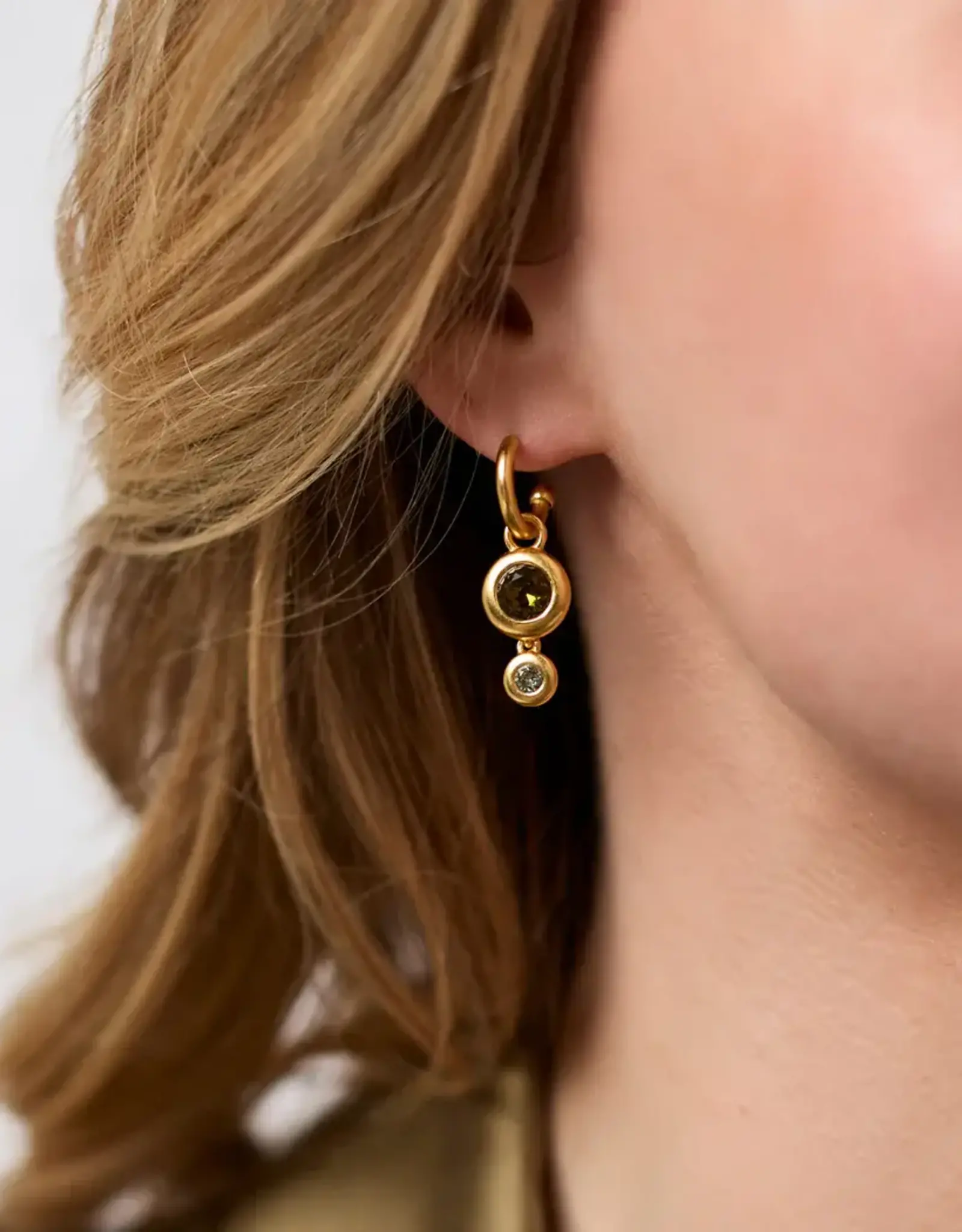 Julie Vos Julie Vos Rainbow Duo Hoop & Charm Earring Blue Twilight