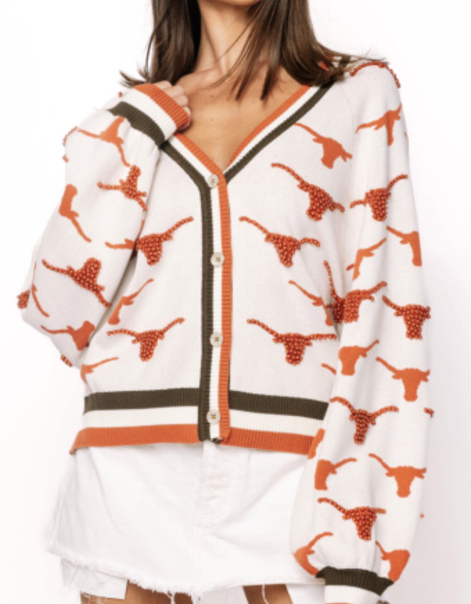 Queen of Sparkles LICENSED TEXAS KNIT IN MASCOT RHINESTONE CARDIGAN